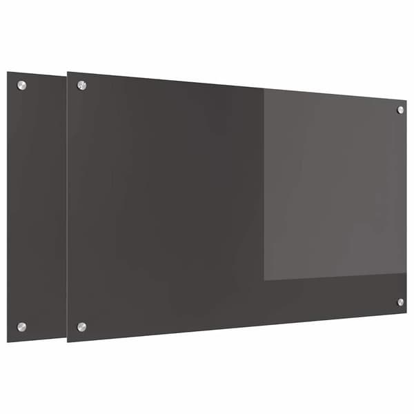 Köksskydd 2 pcs Mörkgrå 100 x 60 cm härdat glas