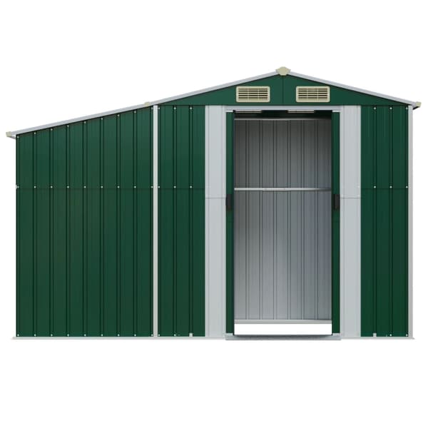 Trädgårdsskjul 277x93x179 cm grön galvaniserat stål