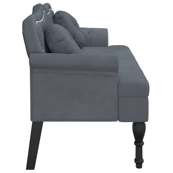 Bänk med kuddar mörkgrå 120,5x65x75 cm sammet