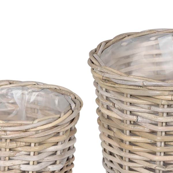 Planteringskorg med lagring 2 pcs Grå Kubu Rattan