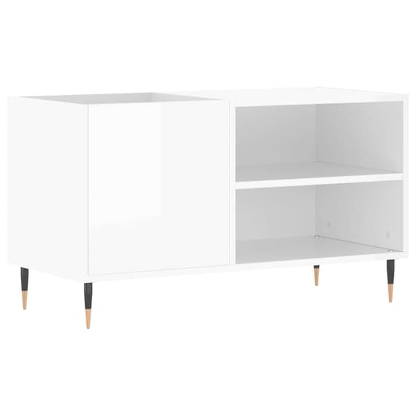 Stereobänk vit högglans 85x38x48 cm konstruerat trä
