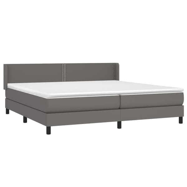 Ramsäng med madrass grå 200x200 cm konstläder