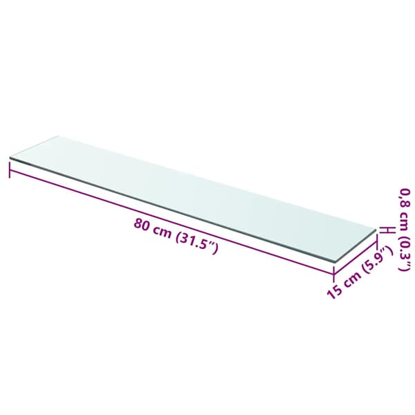 Hyllplan glas genomskinlig 80x15 cm