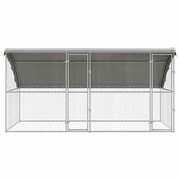 Hundbur med lagring 2 pcs Silver 4 x 2 x 2 m Galvaniserat stål
