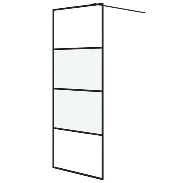 Duschvägg svart 80x195 cm halvfrostat ESG-glas