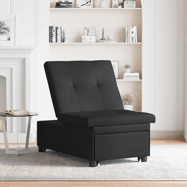Pull Out Sofa Bed Svart 194 x 67 x 82 cm Mikrofiber