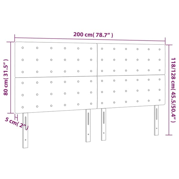Sänggavel rosa 200x5x118/128 cm sammet