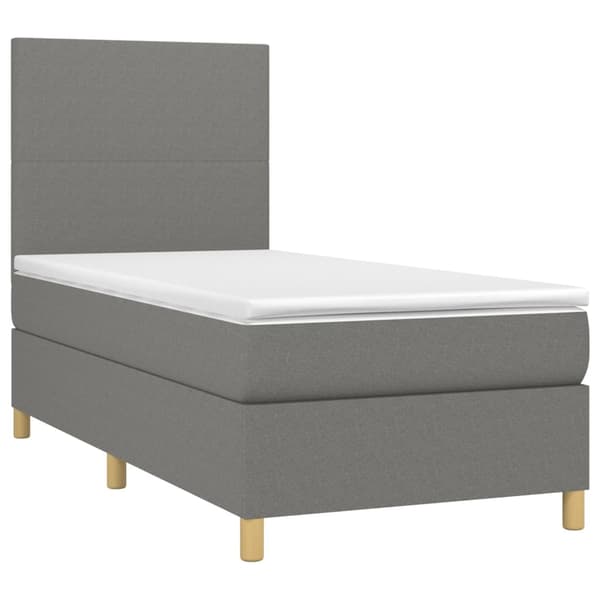 Ramsäng med madrass mörkgrå 100x200 cm tyg