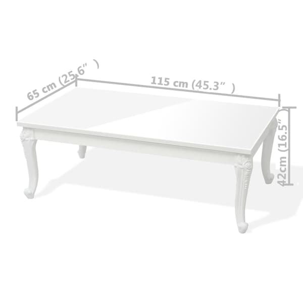 Soffbord 115x65x42 cm högglans vit