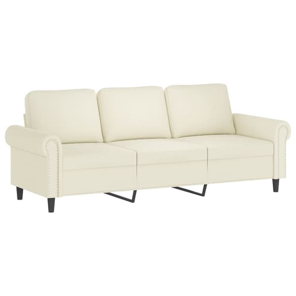 3-sitssoffa med fotpall gräddvit 180 cm sammet