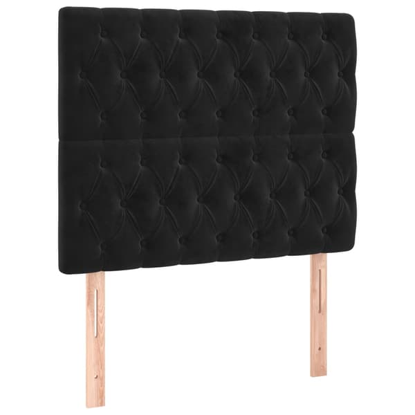 Ramsäng med madrass svart 90x190 cm sammet