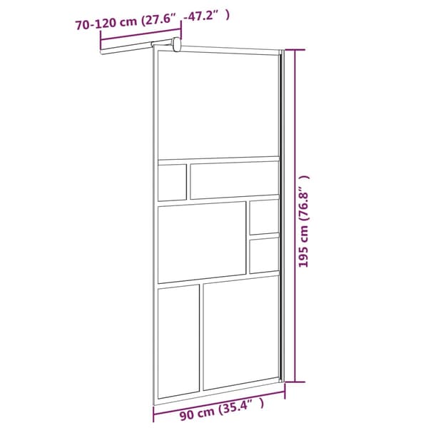 Duschvägg 90x195 cm ESG-glas vit