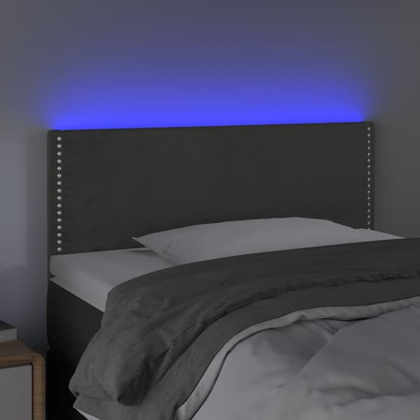 Sänggavel LED mörkgrå 90x5x78/88 cm sammet