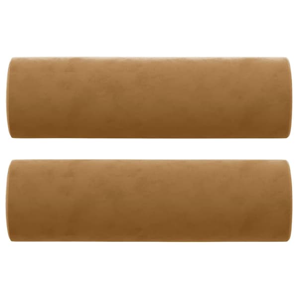 Prydnadskuddar 2 st brun Ø15x50 cm sammet