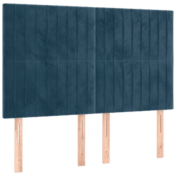 Ramsäng med madrass & LED mörkblå 140x190 cm sammet