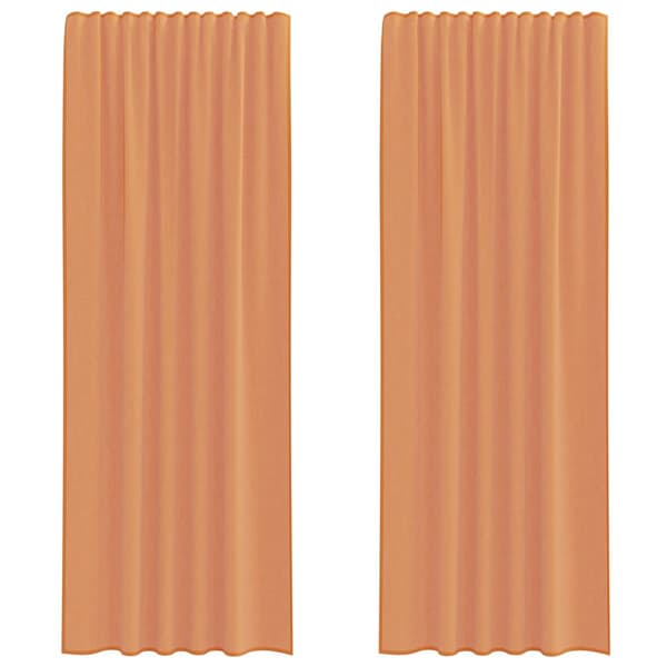 Voile gardiner med stångfickor 2 st terrakotta