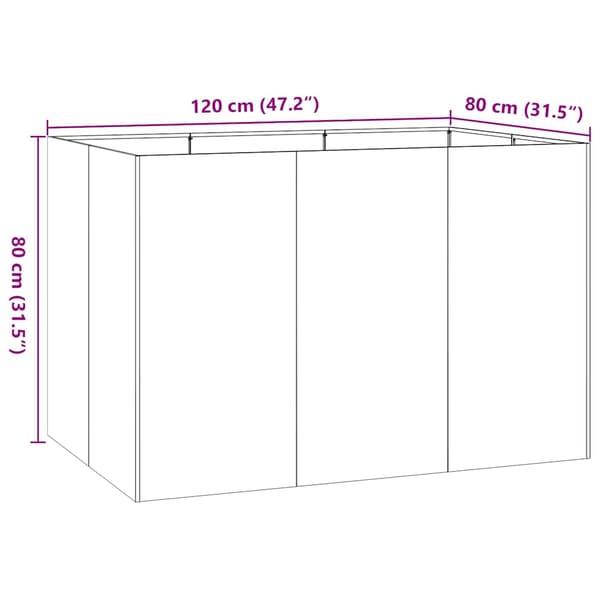 Planteringskärl vit 120x80x80 cm stål