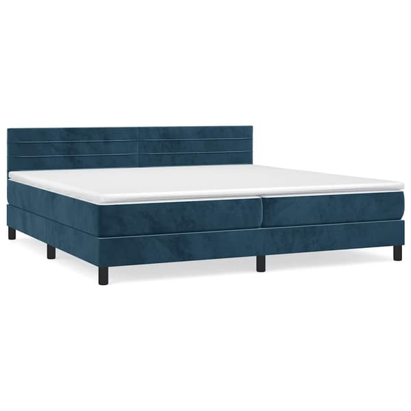 Ramsäng med madrass mörkblå 200x200 cm sammet