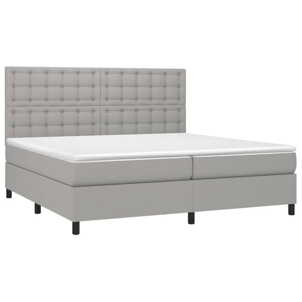 Ramsäng med madrass & LED ljusgrå 200x200 cm tyg