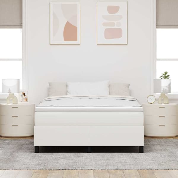 Plattform sängram Kräm 160 x 200 cm Kordread tyg