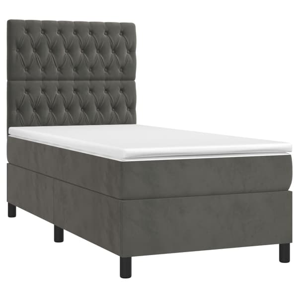 Ramsäng med madrass mörkgrå 100x200 cm sammet