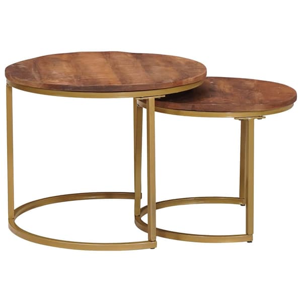 Nesting Kaffe Bord 2 pcs Honung brun Massivt Mangoträ och stål