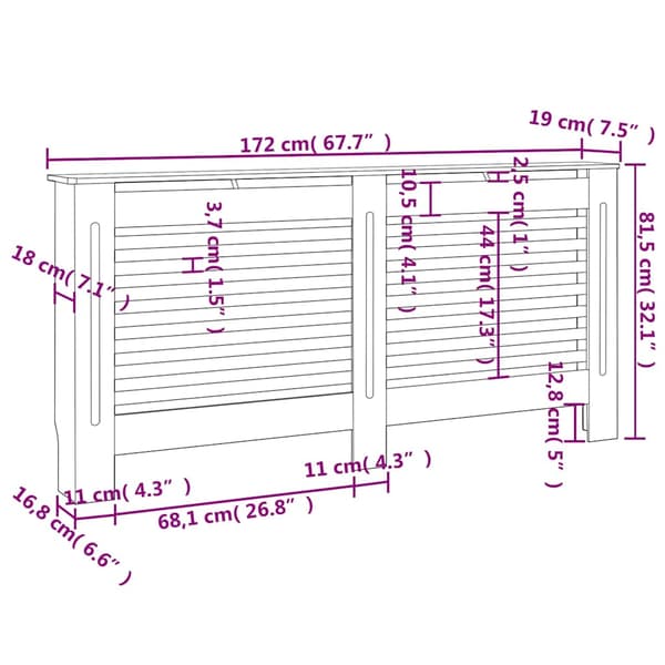 Elementskydd antracit 172x19x81,5 cm MDF