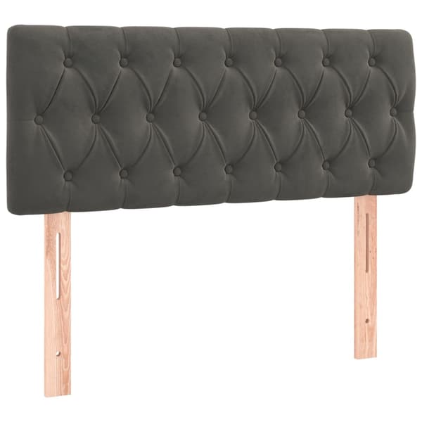 Sänggavel LED mörkgrå 100x7x78/88 cm sammet