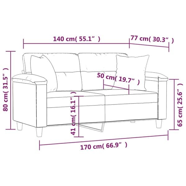 2-sits soffa med prydnadskuddar cappuccino 140 cm konstläder