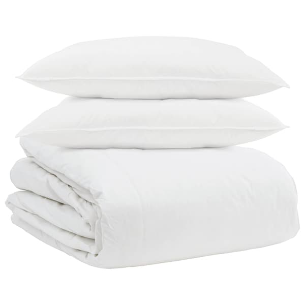 Täckeset med kudde 3 pcs Vit Dunfjäder