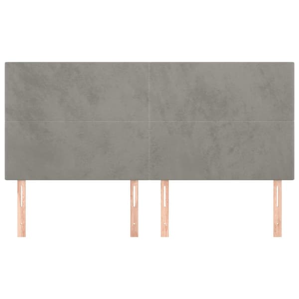 Sänggavel ljusgrå 160x5x118/128 cm sammet