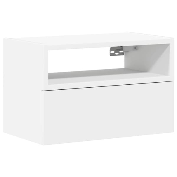 Väggmonterat sängbord vit 45x26x28,5 cm