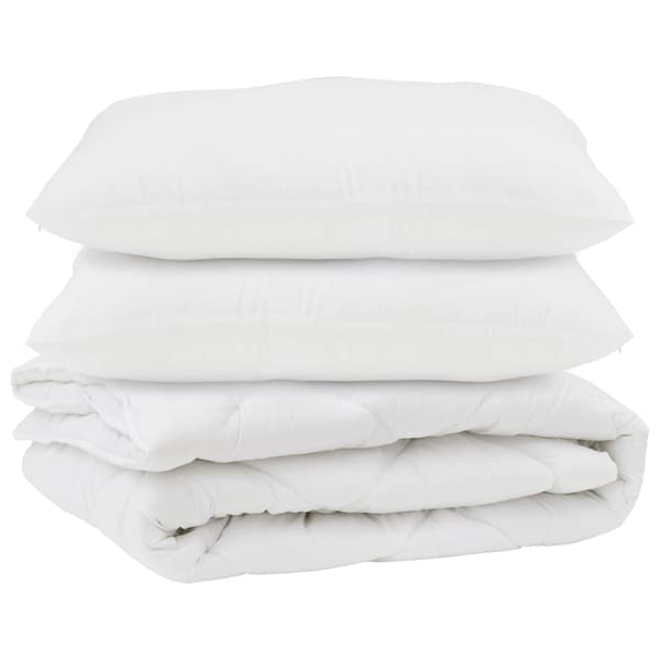 Duntäcke med kudde 3 pcs Vit Mikrofiber