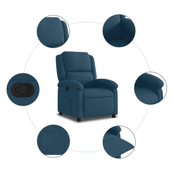 Reclinerfåtölj blå sammet