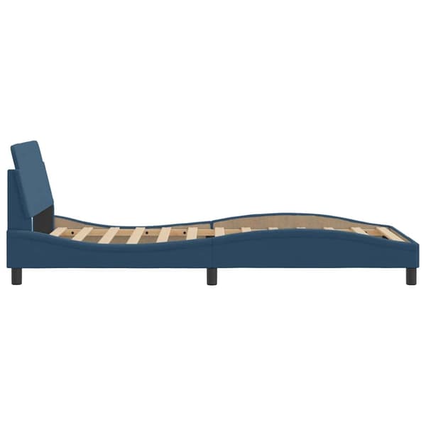 Bed Frame with Headboard "Dover" Blue 100x200 cm Fabric