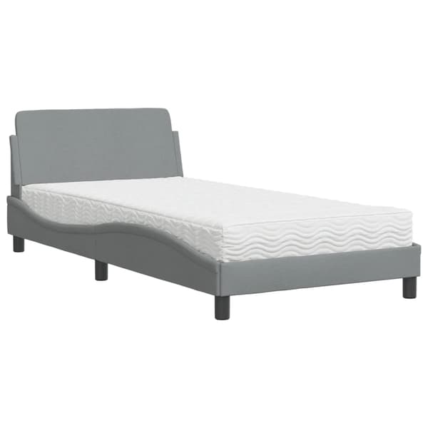 Bed with Mattress "Dover" Light Grey 100x200 cm Fabric