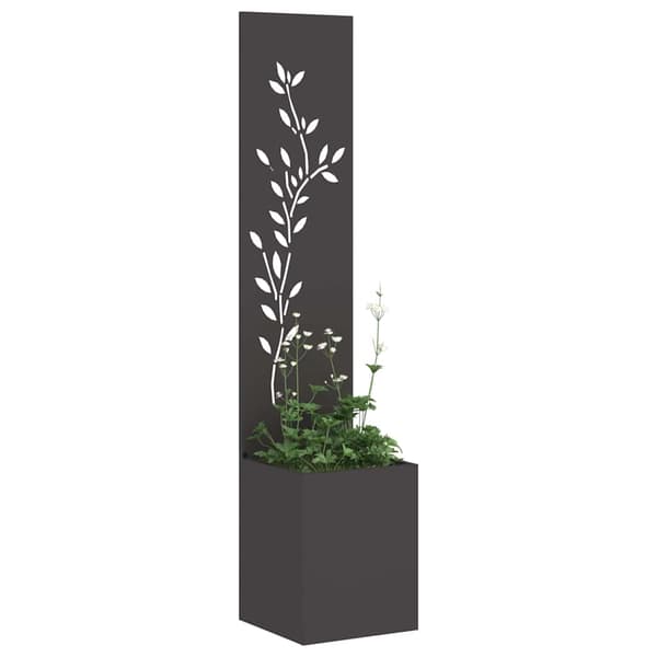 Trädgårds integritetsskärm Blommor Svart 32 x 32 x 150 cm