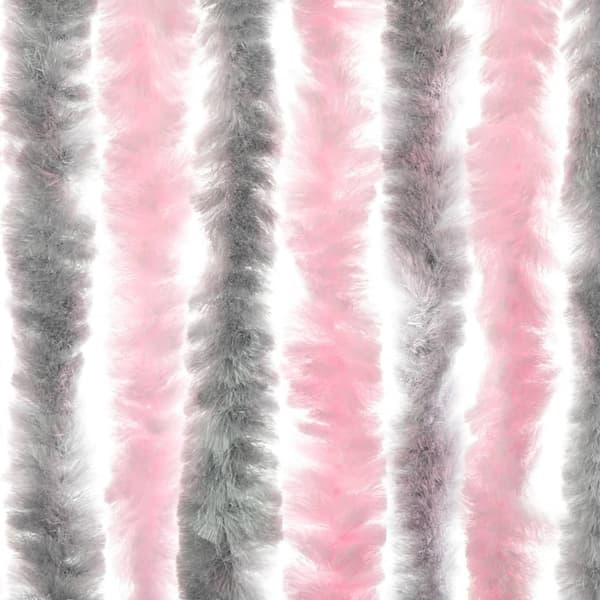 Insektsgardin silvergrå och rosa 100x220 cm chenille