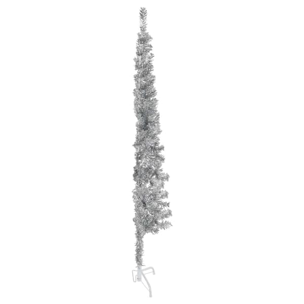 Smal halv plastgran med stativ silver 150 cm