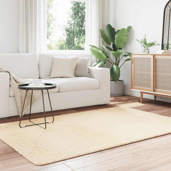 Ryamatta med lång lugg NAVARRA gräddvit 130x200 cm polyester