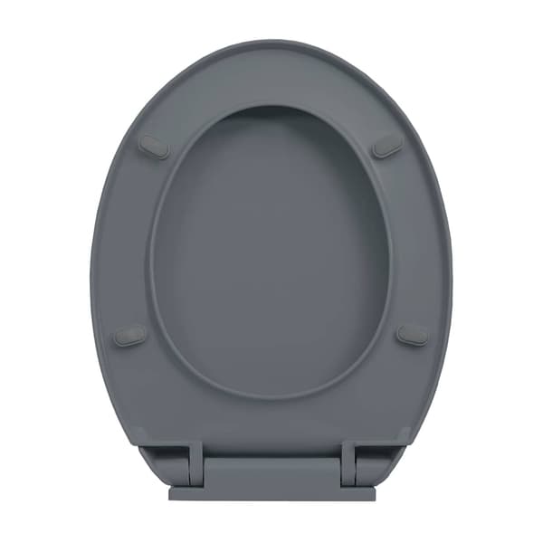 Toalettsits mjuk stängning snabbfäste grå oval