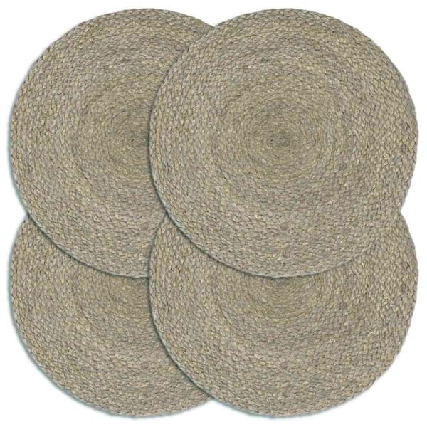Bordstabletter 4 st grå 38 cm rund jute