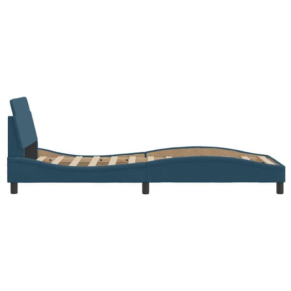 Bed Frame with Headboard "Dover" Blue 90x190 cm Velvet