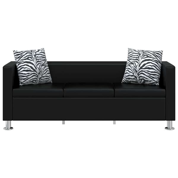 Soffa 3-sits konstläder svart