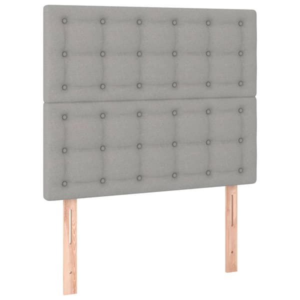 Sänggavel ljusgrå 90x5x118/128 cm tyg