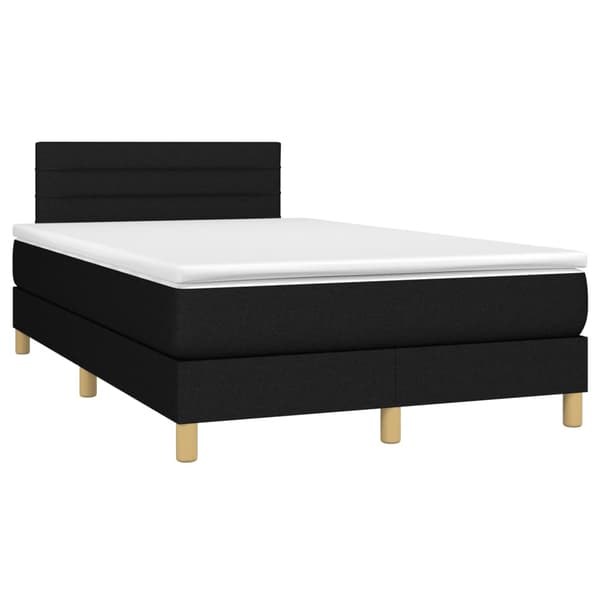 Ramsäng med madrass & LED svart 120x200 cm tyg
