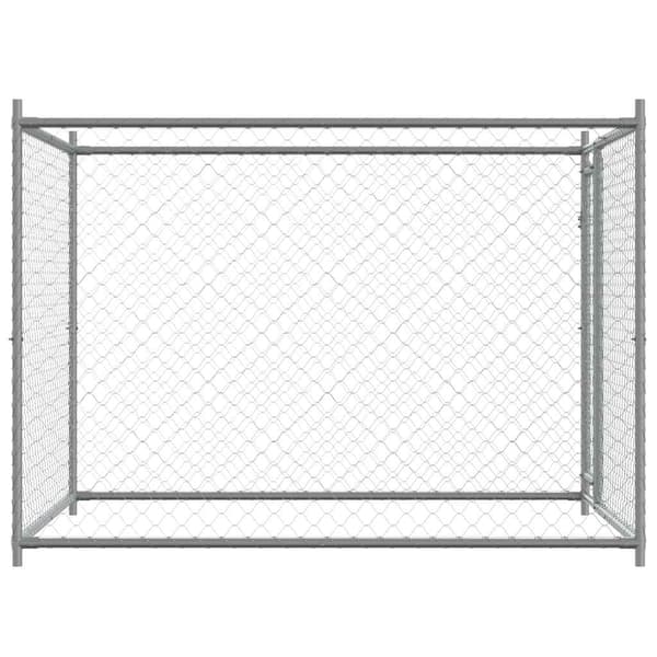 Hundgård med dörr grå 2x2x1,5 cm galvaniserat stål