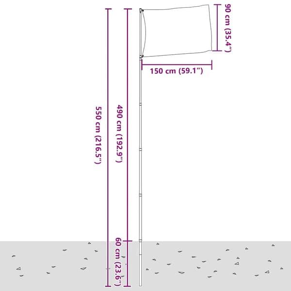 Teleskopisk flaggstång silver 5,5 m aluminium