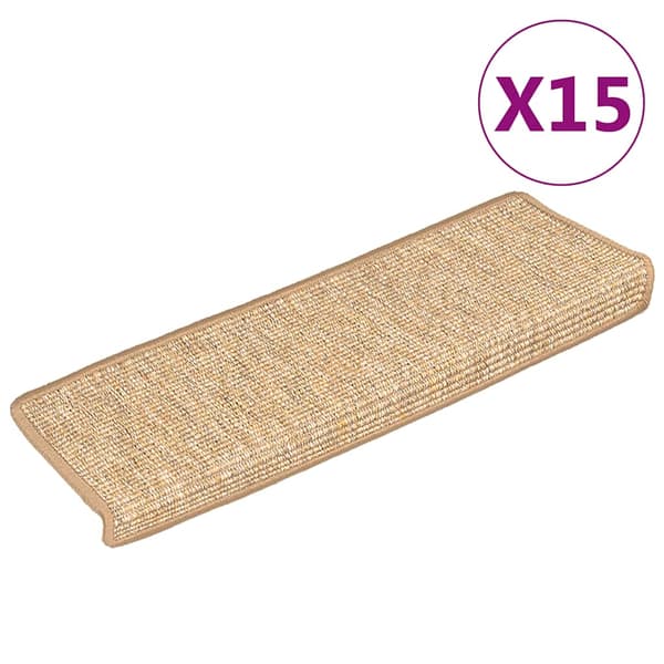 Trappmattor 15 st 65x21x4 cm ljusbruna rektangulära kanter