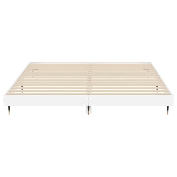 Sängram vit högglans 200x200 cm konstruerad trä